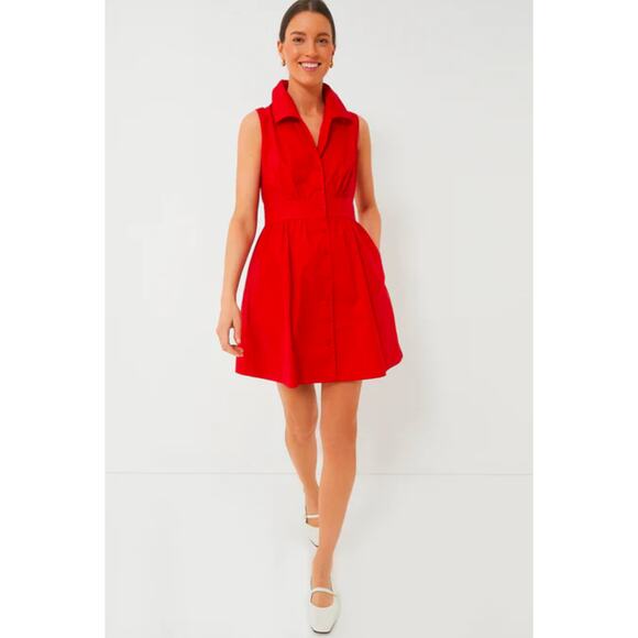 NWOT Pomander Place Red Sleeveless Noelle Cotton Short Shirt Dress, size XL - Picture 1 of 10
